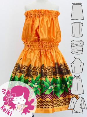 Hula Keiki Set-Up with Hula Girl Print / Luxury Collection / Orange / Jp111or