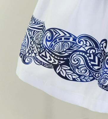 Hula Keiki Set-Up with Kahiko Print / Luxury Collection / White & Blue / Jp114whbl