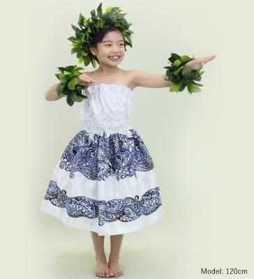 Hula Keiki Set-Up with Kahiko Print / Luxury Collection / White & Blue / Jp114whbl