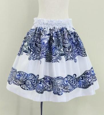 Hula Keiki Set-Up with Kahiko Print / Luxury Collection / White & Blue / Jp114whbl