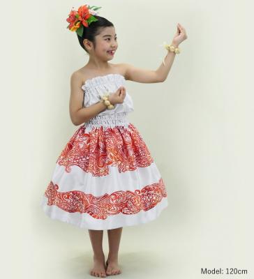 Hula Keiki Set-Up with Kahiko Print / Luxury Collection / White & Red / Jp114whrd