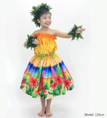 Hula Keiki Shantung Set-Up with Hibiscus Print / Luxury Collection / Jp118-1