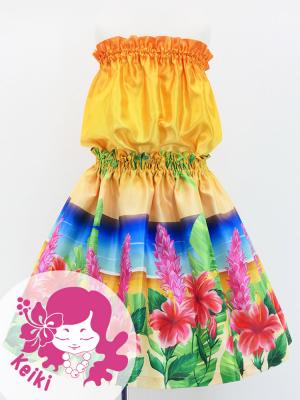 Hula Keiki Shantung Set-Up with Hibiscus Print / Luxury Collection / Jp118-1