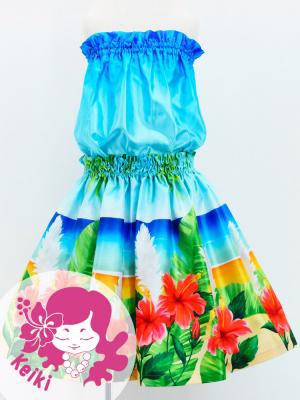 Hula Keiki Shantung Set-Up with Hibiscus Print / Luxury Collection / Jp118-2