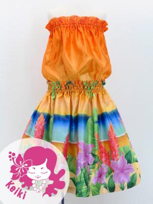 Hula Keiki Shantung Set-Up with Hibiscus Print / Luxury Collection / Jp118-4