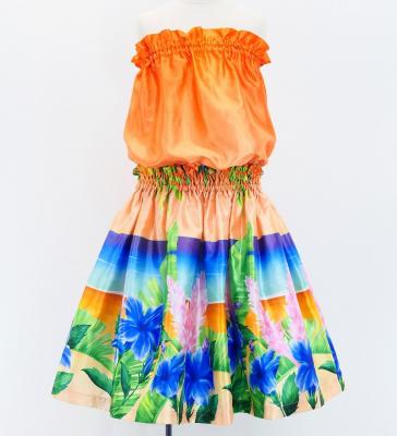 Hula Keiki Shantung Set-Up with Hibiscus Print / Luxury Collection / Jp118-5