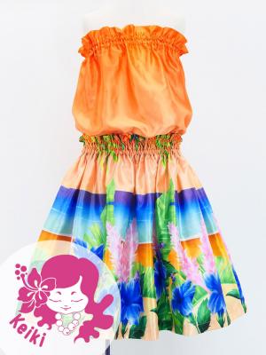 Hula Keiki Shantung Set-Up with Hibiscus Print / Luxury Collection / Jp118-5