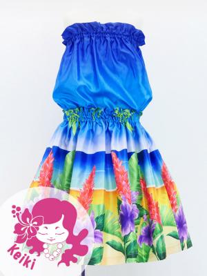 Hula Keiki Shantung Set-Up with Hibiscus Print / Luxury Collection / Jp118-6