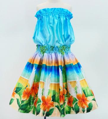 Hula Keiki Shantung Set-Up with Hibiscus Print / Luxury Collection / Jp118-7