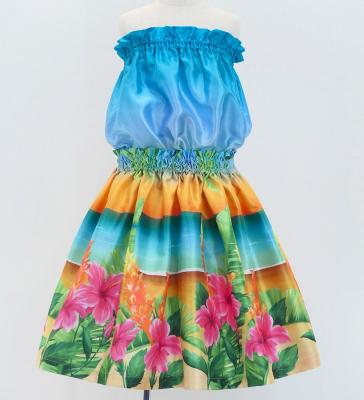 Hula Keiki Shantung Set-Up with Hibiscus Print / Luxury Collection / Jp118-8