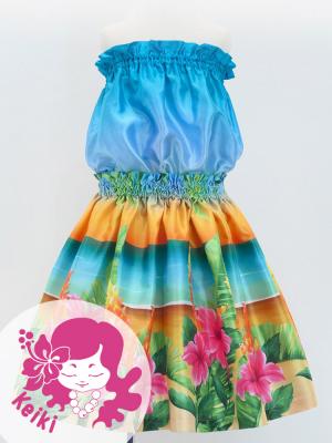 Hula Keiki Shantung Set-Up with Hibiscus Print / Luxury Collection / Jp118-8