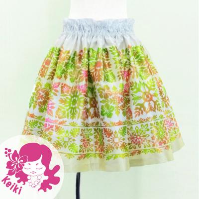 Hula Kids Shantung Pa'u Skirt with Hawaiian Quilt Print / Luxury Collection / Jp121-8