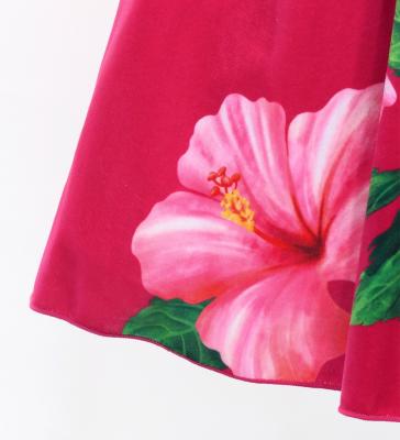 Hula Kids Long Hibiscus Dress with Velvet / Luxury Collection / Cream & Pink/ Jp123crpi