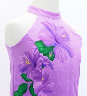 Hula Kids Long Hibiscus Dress with Velvet / Luxury Collection / Lavender & Purple / Jp123lvpu