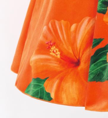 Hula Kids Long Hibiscus Dress with Velvet / Luxury Collection / Yellow & Orange / Jp123yeor