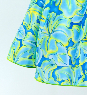 Hula Kids Midi Dress with Hibiscus Print / Luxury Collection / Blue & YellowGreen / Jp128blyegr