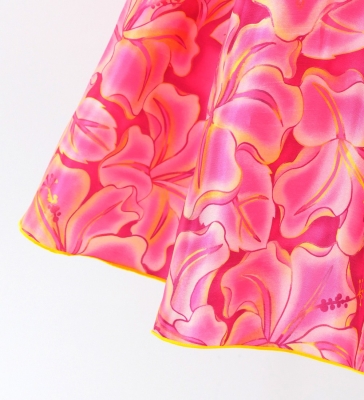 Hula Kids Midi Dress with Hibiscus Print / Luxury Collection / Pink & Yellow / Jp128piye