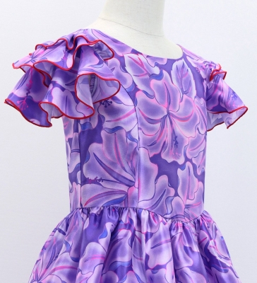 Hula Kids Midi Dress with Hibiscus Print / Luxury Collection / Purple & Pink / Jp128pupi
