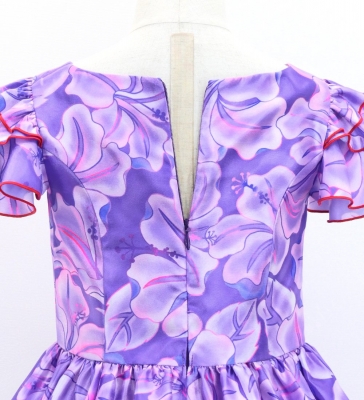 Hula Kids Midi Dress with Hibiscus Print / Luxury Collection / Purple & Pink / Jp128pupi