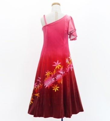 Hula Kids One Shoulder Long Frill sleeve Dress with Protea & tiare  / Luxury Collection / LRD & RD / Jp129lrdrd