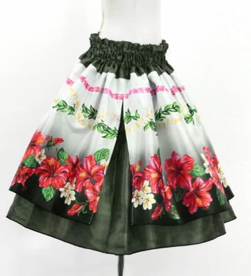 Hula Kids Blouse & Double Pa'u Set-Up with Hibiscus Print / Luxury Collection / Black / Jp132bk