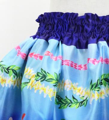 Hula Kids Blouse & Double Pa'u Set-Up with Hibiscus Print / Luxury Collection / Blue / Jp132bl