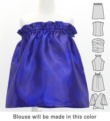 Hula Kids Blouse & Double Pa'u Set-Up with Hibiscus Print / Luxury Collection / Blue / Jp132bl