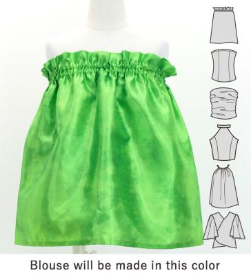Hula Kids Blouse & Double Pa'u Set-Up with Hibiscus Print / Luxury Collection / Green / Jp132gr