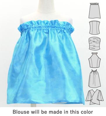 Hula Kids Blouse & Double Pa'u Set-Up with Hibiscus Print / Luxury Collection / Light Blue / Jp132lbl