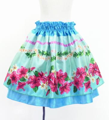 Hula Kids Blouse & Double Pa'u Set-Up with Hibiscus Print / Luxury Collection / Light Blue / Jp132lbl