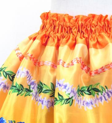Hula Kids Blouse & Double Pa'u Set-Up with Hibiscus Print / Luxury Collection / Orange / Jp132or