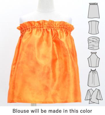 Hula Kids Blouse & Double Pa'u Set-Up with Hibiscus Print / Luxury Collection / Orange / Jp132or