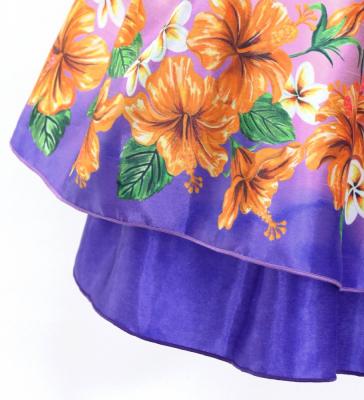 Hula Kids Blouse & Double Pa'u Set-Up with Hibiscus Print / Luxury Collection / Purple / Jp132pu