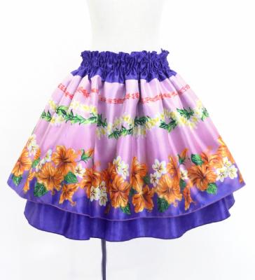 Hula Kids Blouse & Double Pa'u Set-Up with Hibiscus Print / Luxury Collection / Purple / Jp132pu