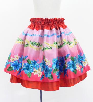 Hula Kids Blouse & Double Pa'u Set-Up with Hibiscus Print / Luxury Collection / Red / Jp132rd