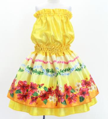 Hula Kids Blouse & Double Pa'u Set-Up with Hibiscus Print / Luxury Collection / Yellow / Jp132ye