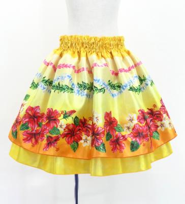 Hula Kids Blouse & Double Pa'u Set-Up with Hibiscus Print / Luxury Collection / Yellow / Jp132ye