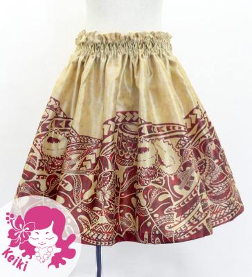 Hula Kids Shantung Pa'u Skirt with Musical instrument & Kahiko Print / Luxury Collection / Jp135be