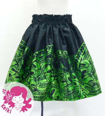 Hula Kids Shantung Pa'u Skirt with Musical instrument & Kahiko Print / Luxury Collection / Jp135bkgr