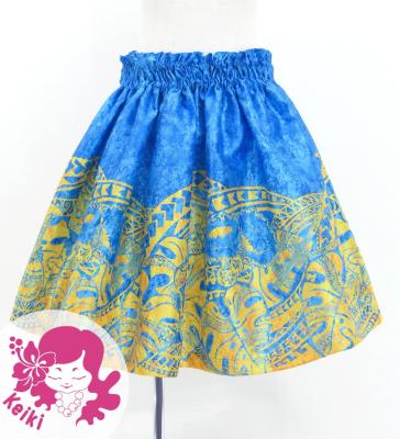 Hula Kids Shantung Pa'u Skirt with Musical instrument & Kahiko Print / Luxury Collection / Jp135bl