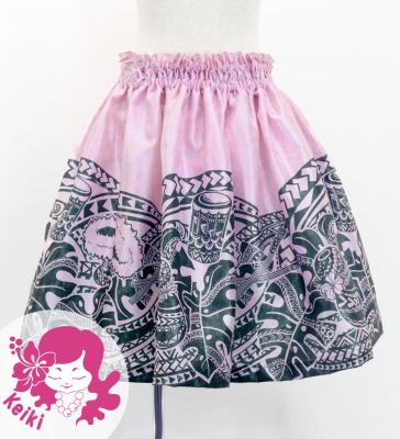 Hula Kids Shantung Pa'u Skirt with Musical instrument & Kahiko Print / Luxury Collection / Jp135pi
