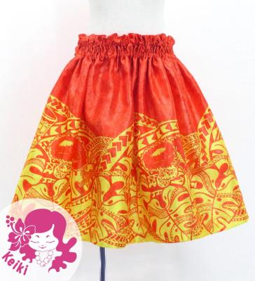 Hula Kids Shantung Pa'u Skirt with Musical instrument & Kahiko Print / Luxury Collection / Jp135rd