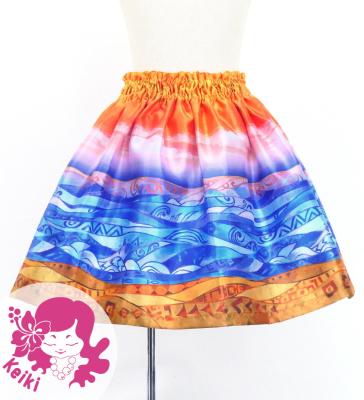 Hula Kids Shantung Pa'u Skirt with Kahiko & Sea Print / Luxury Collection / Jp137or