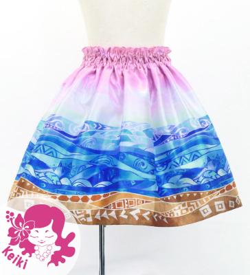 Hula Kids Shantung Pa'u Skirt with Kahiko & Sea Print / Luxury Collection / Jp137pi