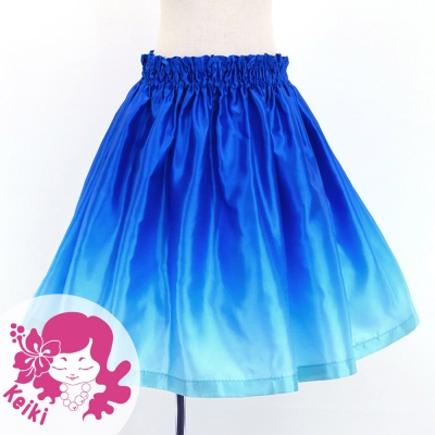 Hula Kids Shantung Pa'u Skirt with Blue & Blue/ Luxury Collection / Jp143blbl