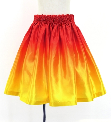 Hula Kids Shantung Pa'u Skirt with Dark Orange & Yellow / Luxury Collection / Jp143dorye