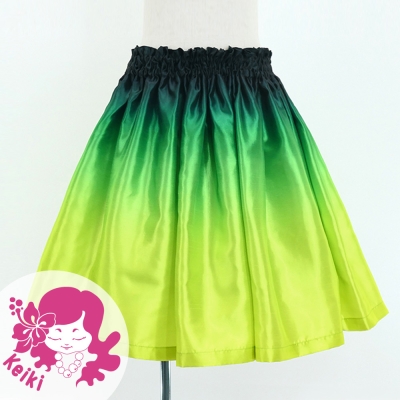Hula Kids Shantung Pa'u Skirt with Green & Yellow  / Luxury Collection / Jp143grye