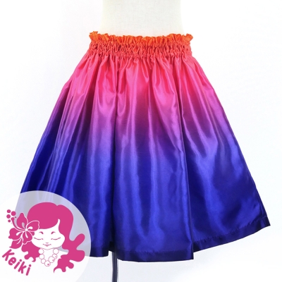 Hula Kids Shantung Pa'u Skirt with Orange & Purple  / Luxury Collection / Jp143orpu