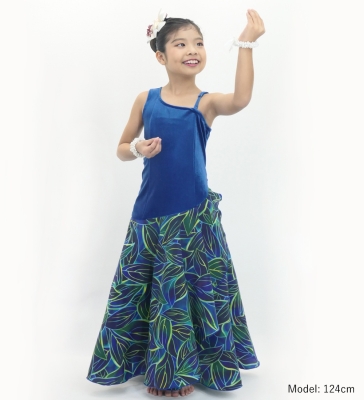 Hula Kids One Shoulder Dress with Ti Leaf/ Luxury Collection / Blue / Jp144bl