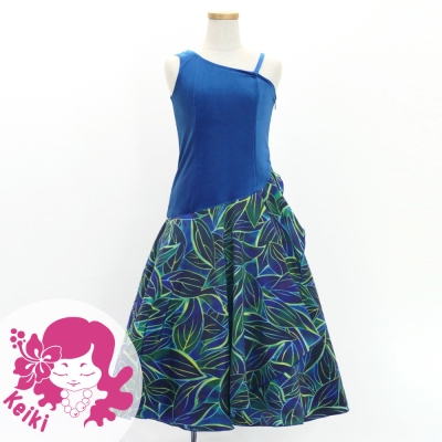Hula Kids One Shoulder Dress with Ti Leaf/ Luxury Collection / Blue / Jp144bl